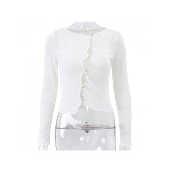 Sexy Hollow Out White Ladies Tops