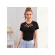 Summer Black Cut Out T Shirts For Women