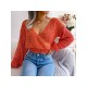 Spring V Neck Lantern Sleeve Cropped Sweaters