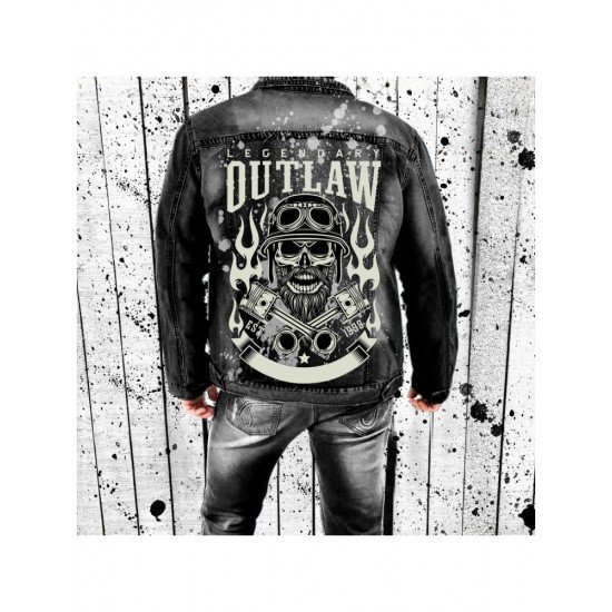 Street Black Skull Graphic Denim Jackets For Men