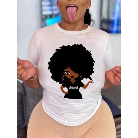 Women Graphic Crew Neck White T Shirts