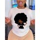 Women Graphic Crew Neck White T Shirts