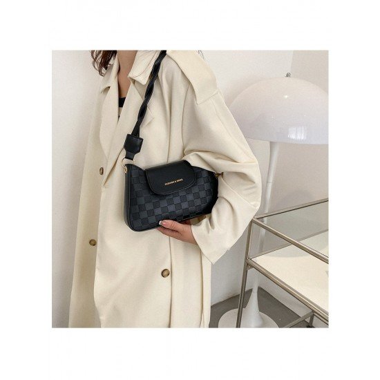 Grid Black Ladies Shoulder Bags