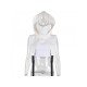 Designer White Sleeveless Hooded Collar Jacket Vest