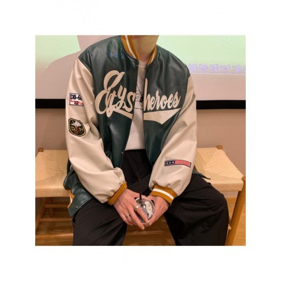  Fashion Letter Printing Contrast Color Men's Jacket