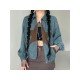 Star Contrast Color Corduroy Ladies Coats