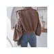  Lantern Sleeve Corduroy Pure Color Women Coats