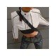 Punk Style Stand Collar White Leather Cropped Jackets