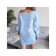 Star Pattern Long Sleeve Women Sweater Dress