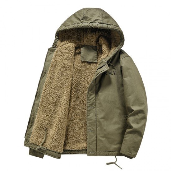  Winter Fleece Plush Hooded Men's Short Coats