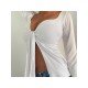 Sexy Slit White Sweetheart Neck Ladies Tops