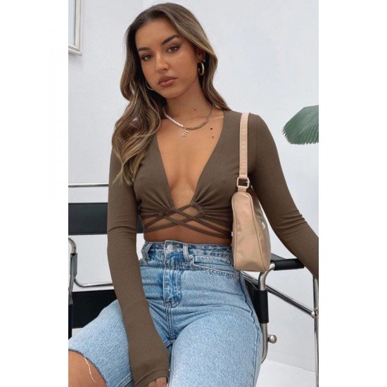 Sexy Tie Wrap Cropped Tops For Ladies