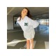  College Style Letter Embroidery Casual Women's Sweater