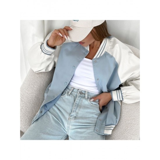  2022 Casual Contrast Color Women's Baseball Jacket