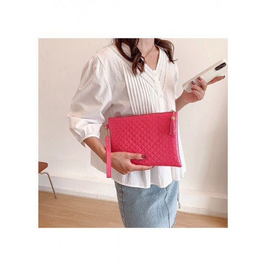 Casual Solid Rhombus Lattice Clutch Bag