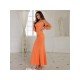 Ladies Puff Sleeve Backless Prom Maxi Dresses