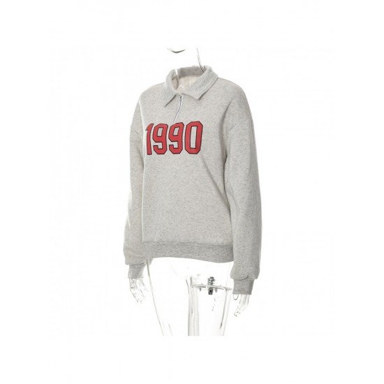 Sports Letter Printed Polo Collar Sweatshirts