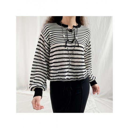 Striped Loose Ladies Pullover Sweaters