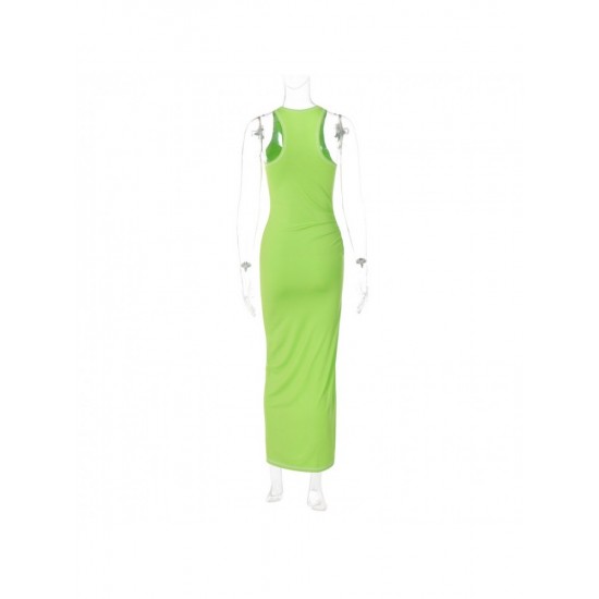  2022 Round Neck Split Hem Sleeveless Dress