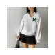  College Style Letter Embroidery Casual Women's Sweater