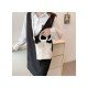  PU Bow Pure Color Bucket Bag For Women