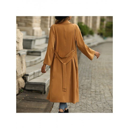 Street Solid Long Coats For Women