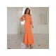 Ladies Puff Sleeve Backless Prom Maxi Dresses