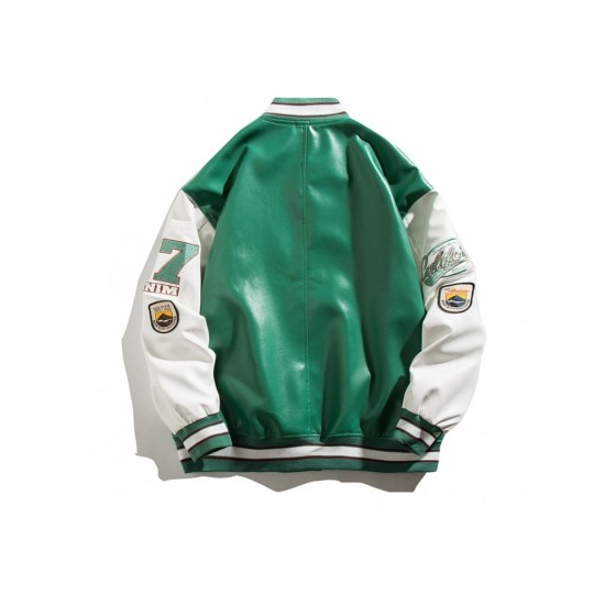  Fashion Letter Embroidery Women's PU Baseball Jacket