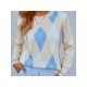  2022 Round Neck Rhombus Lattice Knitwear Sweater