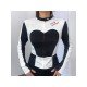 Embroidery Black White Color Blocking Jacket Coats