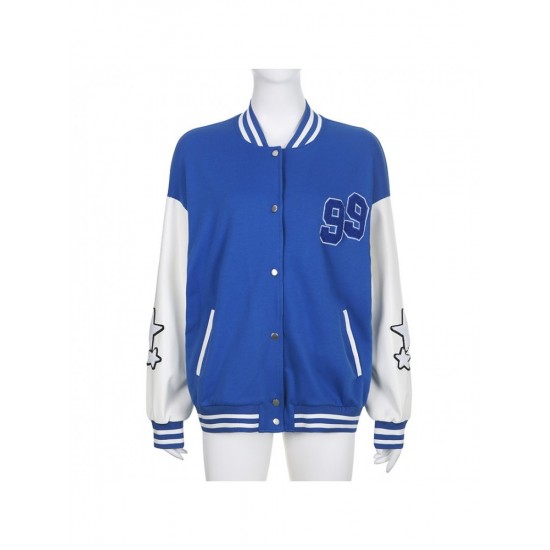  Fashion Casual Contrast Color Women's Baseball Jackets