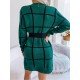 Casual Contrast Color Long Sleeve Sweater Dress