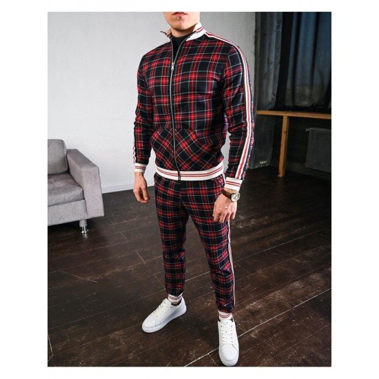 Casual Fashion Plaid Men's Two-Piece Set