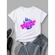 Streetwear Casual White Graphic T Shirts For Women