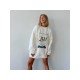 Oversized White Printed Crew Neck Sweatshirts