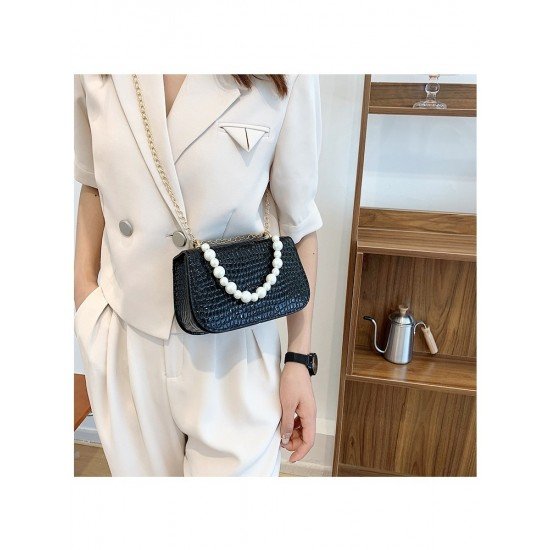  2022 Niche Crocodile Print Faux Pearl Shoulder Bag