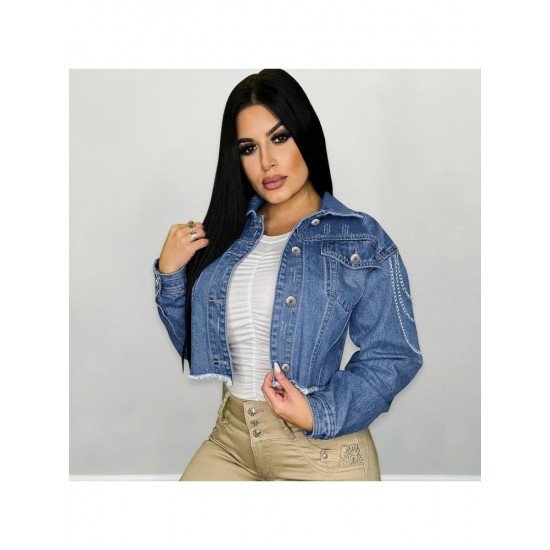 Cool Street Blue Women Denim Jacket Coats