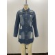  Fashion Denim Ripped Mid-Length Women's Coat