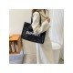 Black Letter PU Shoulder Tote Bags