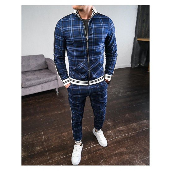 Casual Fashion Plaid Men's Two-Piece Set