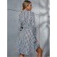 Houndstooth Long Sleeve Dresses For Women