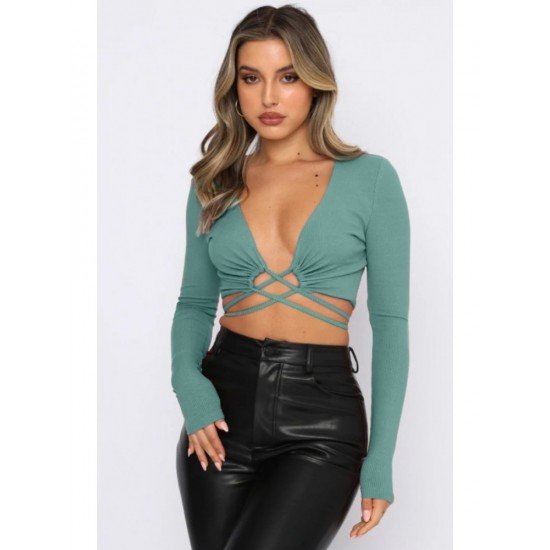 Sexy Tie Wrap Cropped Tops For Ladies