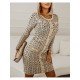  Temperament Geometric Pattern Women's Long Sleeve Dress