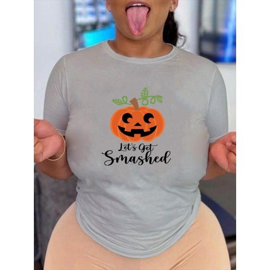 Halloween Pumpkin Graphic Short Sleeve T Shirts