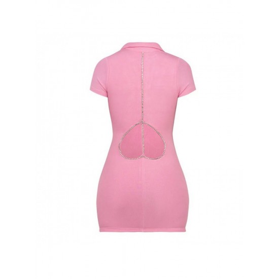  Casual Pure Color Hot Drilling Short Dress