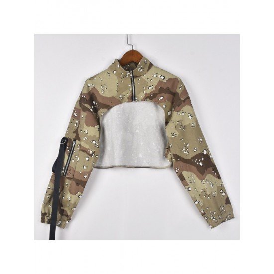  Women's Camouflage Long Sleeve Short Coat