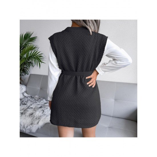 Black Sleeveless Sweater Dresses For Women