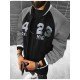 Contrast Color Letter Men Baseball Coats