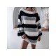 Loose Striped Sweater Long Sleeve Dress