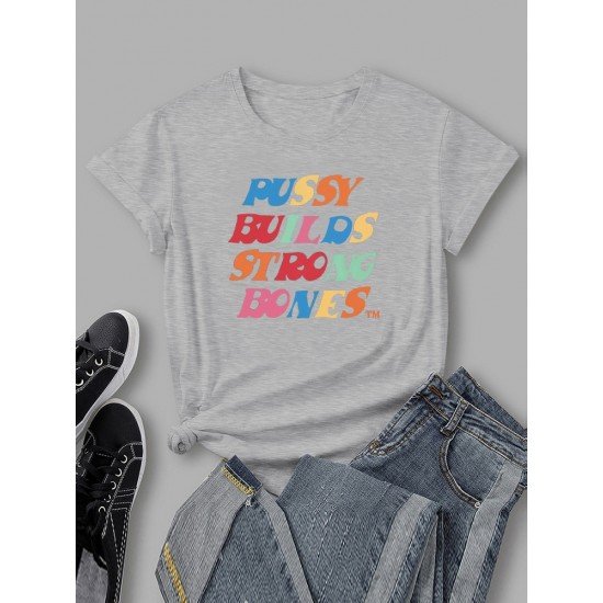 Simple Design Letter Printed T Shirts Women